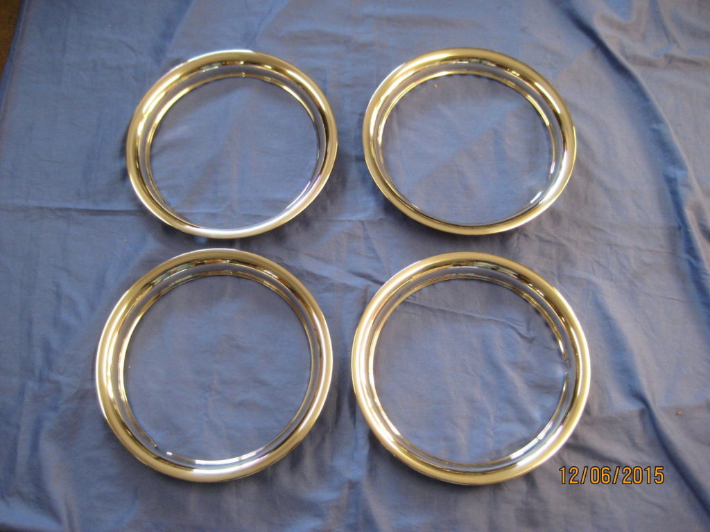 SET OF 4 MGB 14" ROSTYLE STAINLESS STEEL WHEEL TRIMS GLZ226ZX4