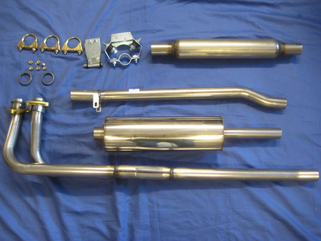 (2) MGB STAINLESS STEEL EXHAUST SYSTEM 4 PIECE & FITTING KIT 197074