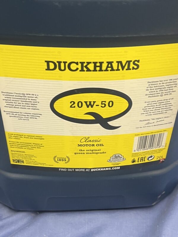DUCK2050  DUCKHAMS CLASSIC MOTOR OIL Q 20W 50 20l 20LITRES DUCK205020 - Image 2
